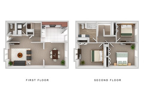 Floor plan for 3 beds, 1.5 baths, 950 sqft